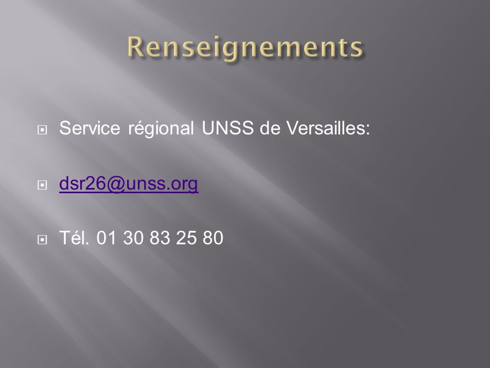 Renseignements Service régional UNSS de Versailles:
