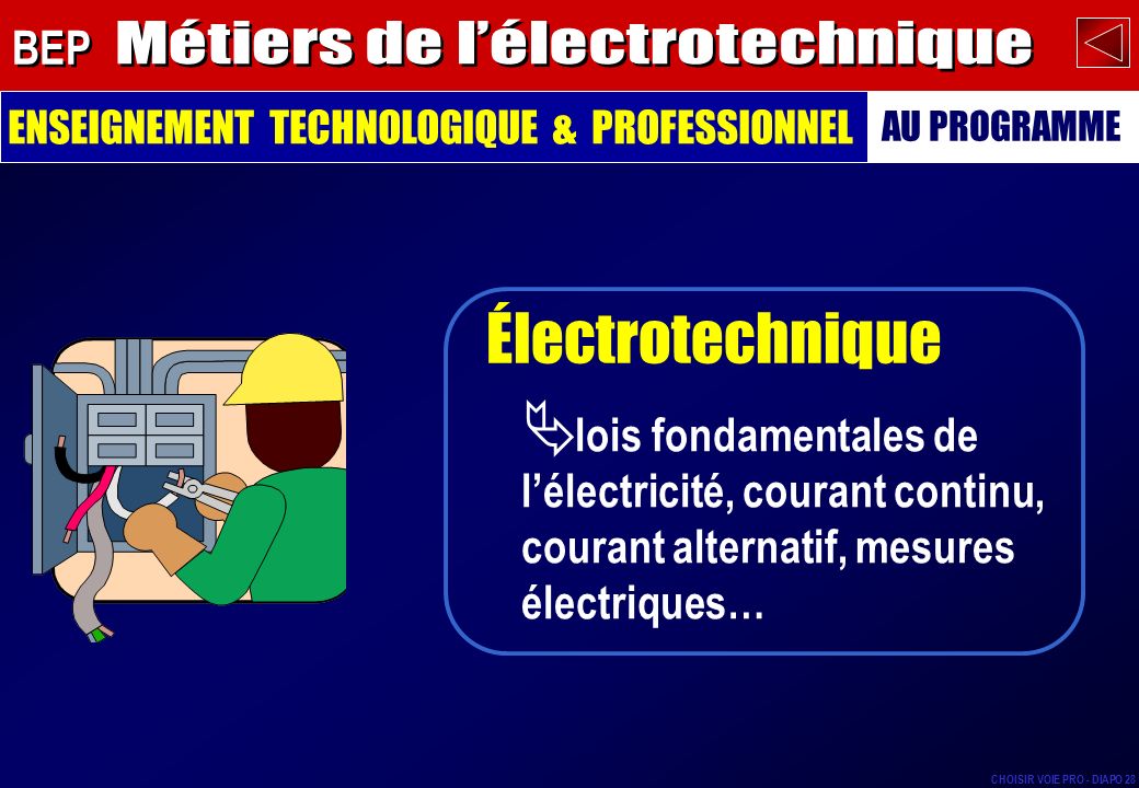 Métiers de l’électrotechnique