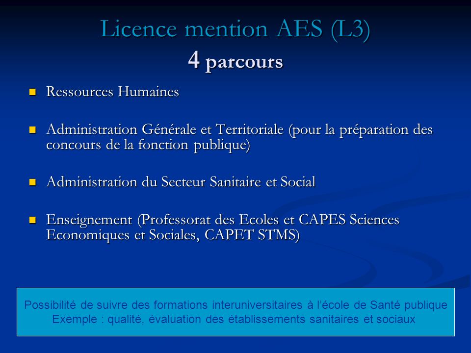 Licence mention AES (L3) 4 parcours