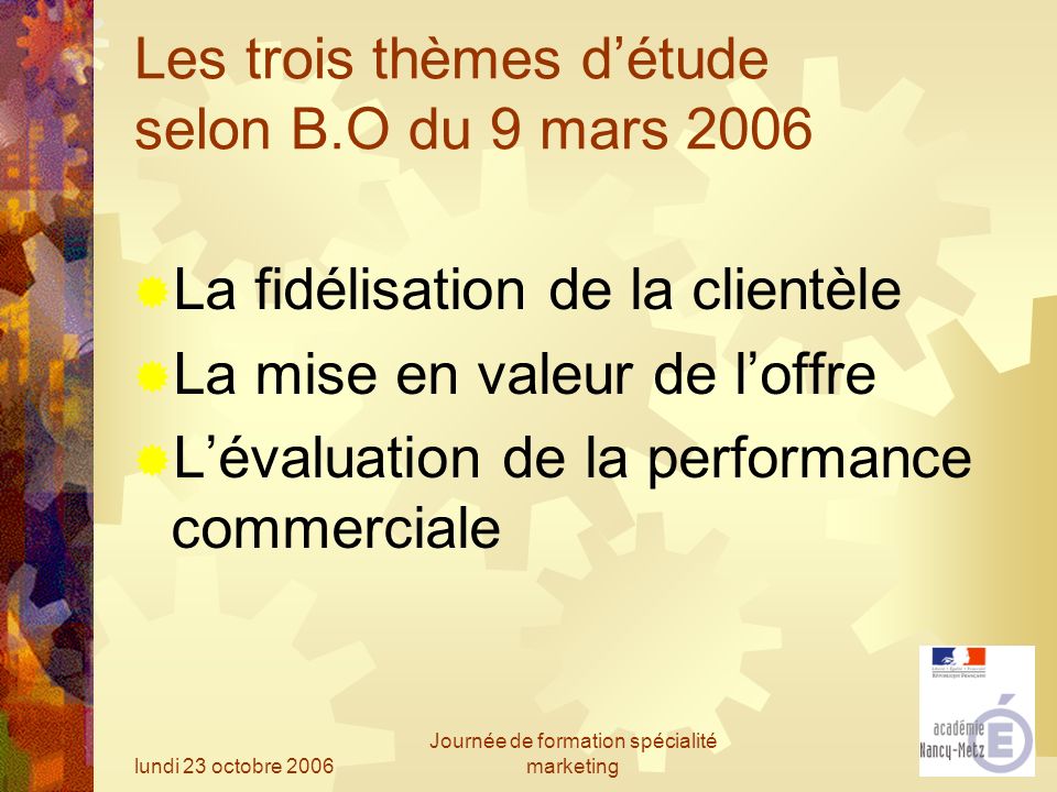Les trois thèmes d’étude selon B.O du 9 mars 2006