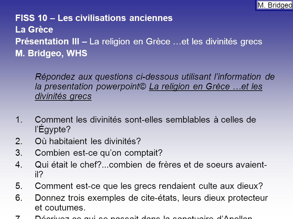 FISS 10 – Les civilisations anciennes La Grèce