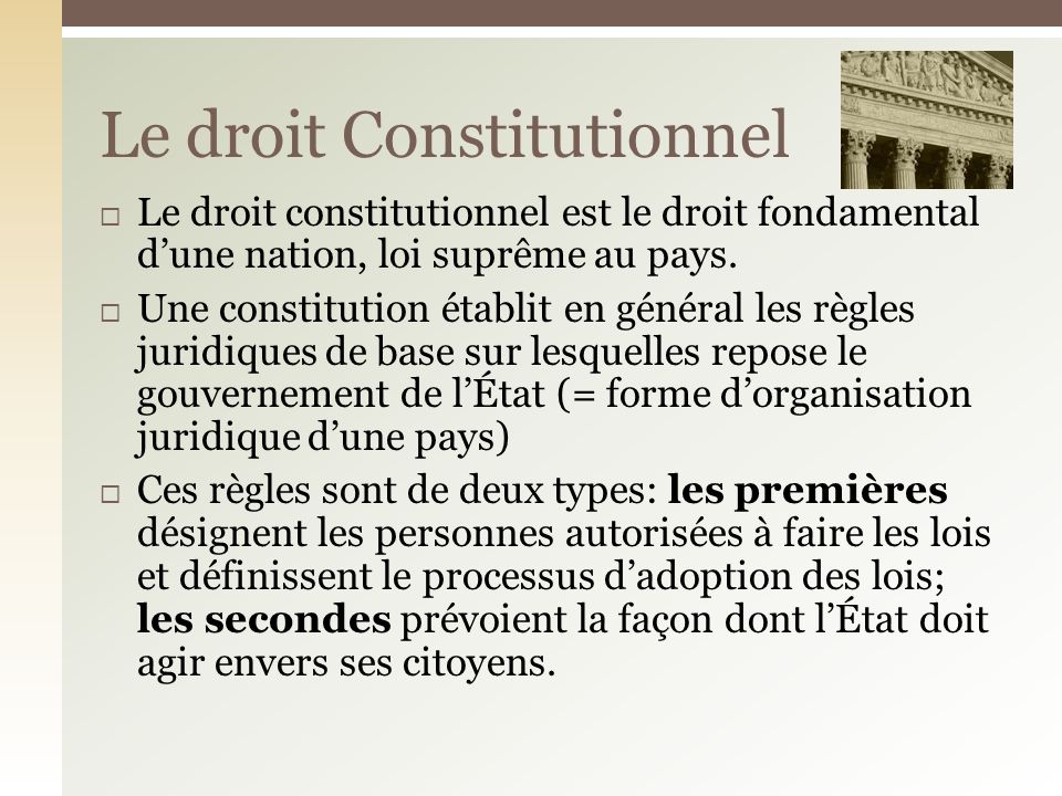 Le droit Constitutionnel