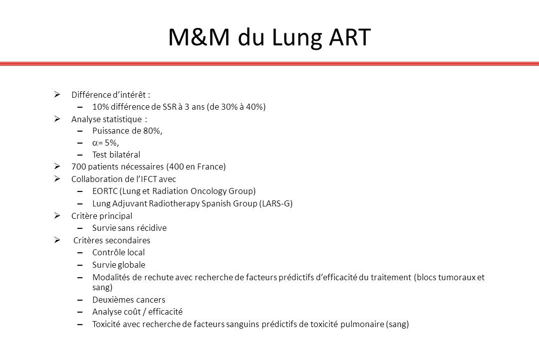M&M du Lung ART Différence d’intérêt :