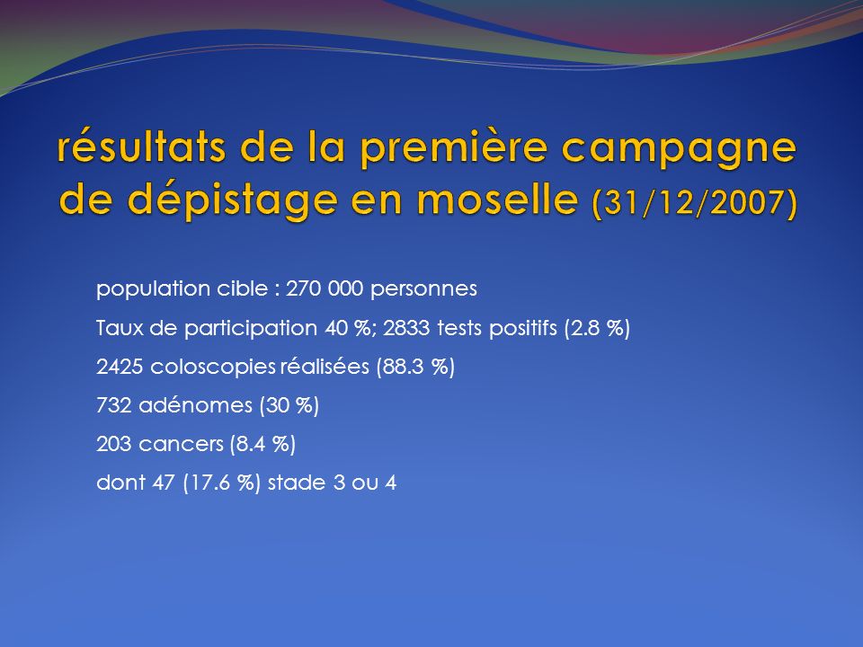 résultats de la première campagne de dépistage en moselle (31/12/2007)