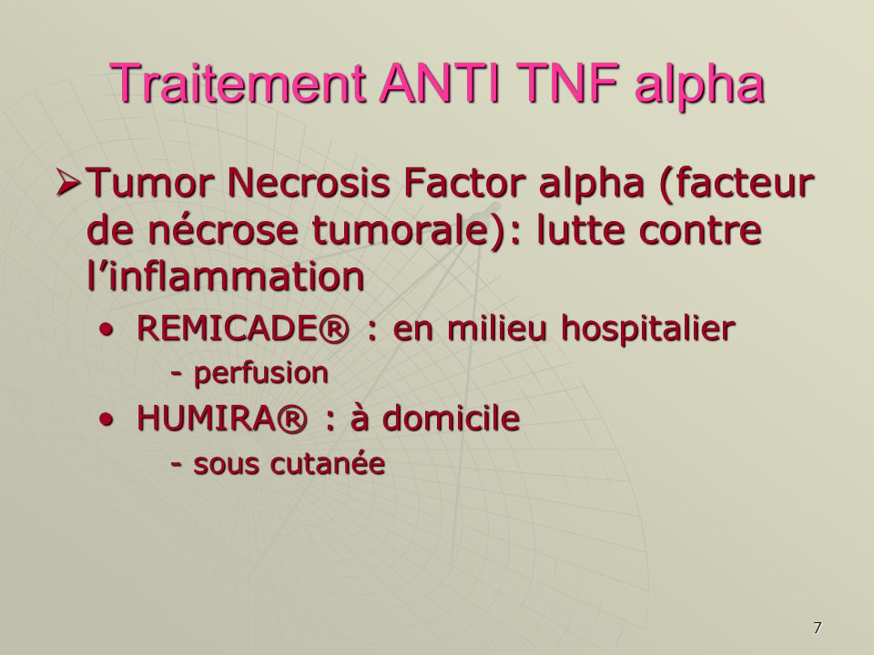 Traitement ANTI TNF alpha