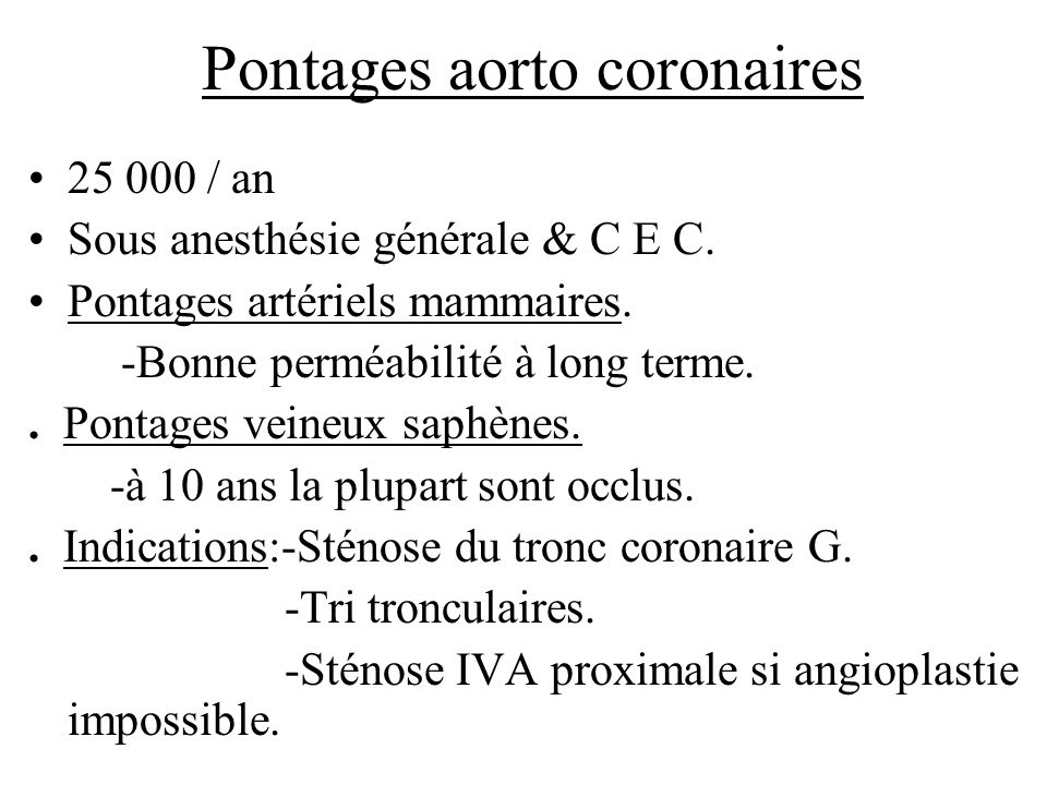 Pontages aorto coronaires
