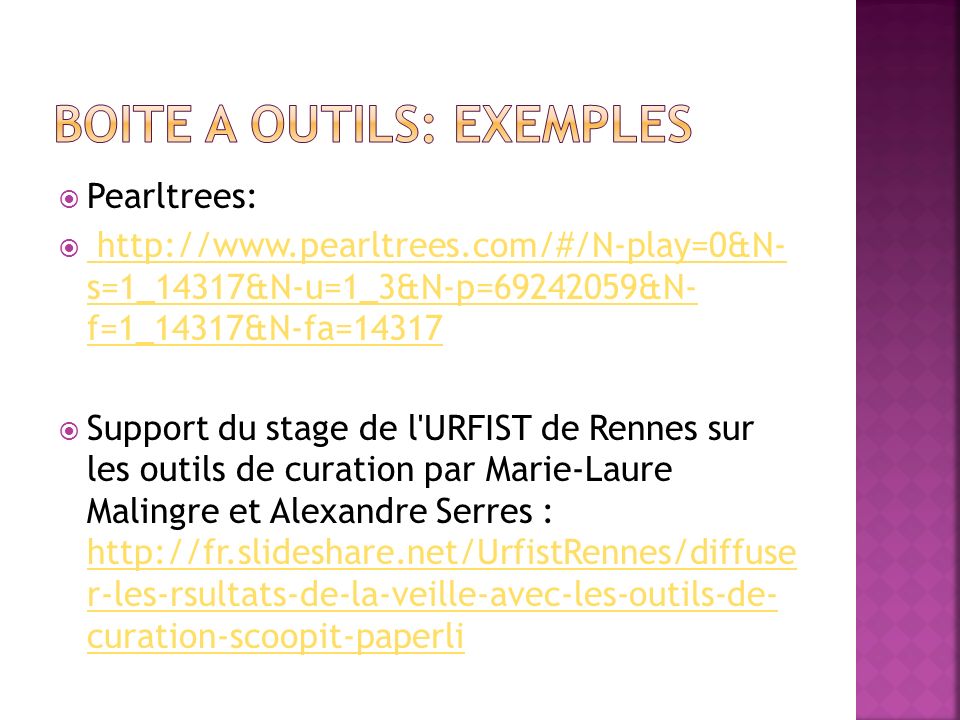 Boite a outils: exemples