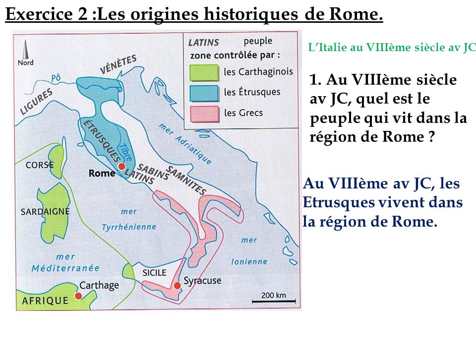 Exercice 2 :Les origines historiques de Rome.
