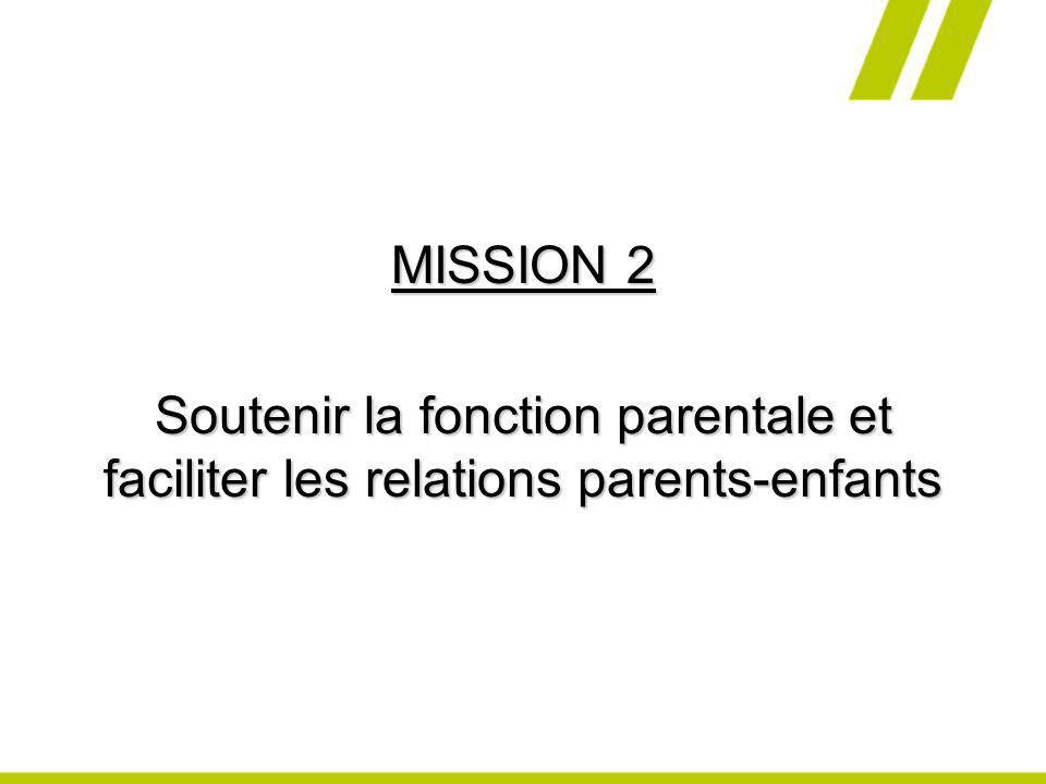 MISSION 2 Soutenir la fonction parentale et faciliter les relations parents-enfants
