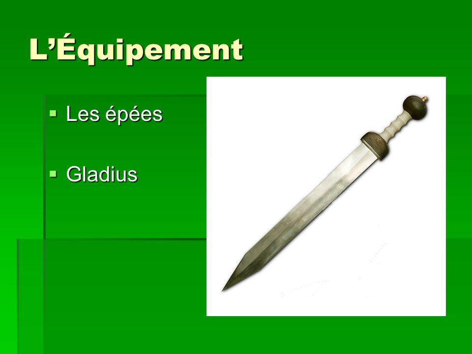 L’Équipement Les épées Gladius
