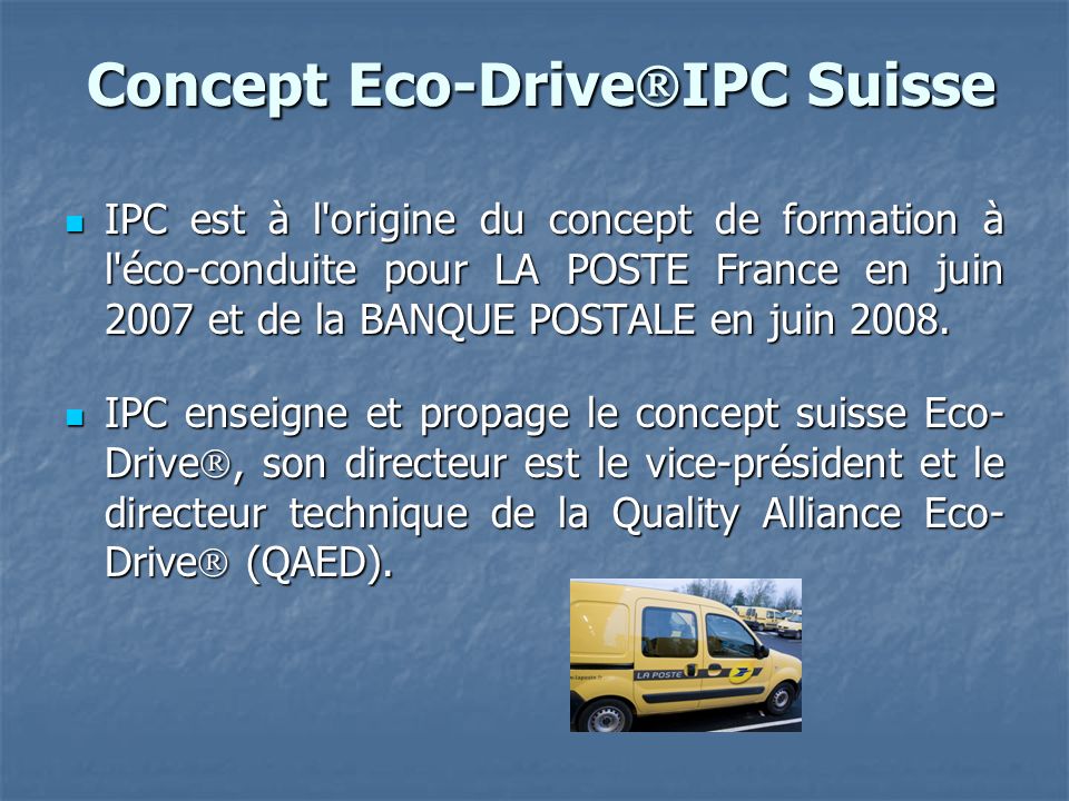 Concept Eco-DriveIPC Suisse