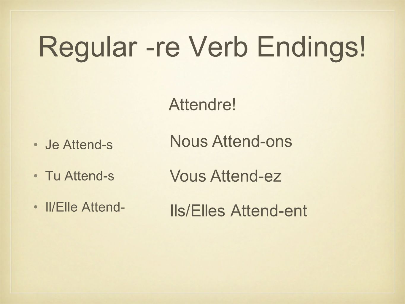 Regular -re Verb Endings!