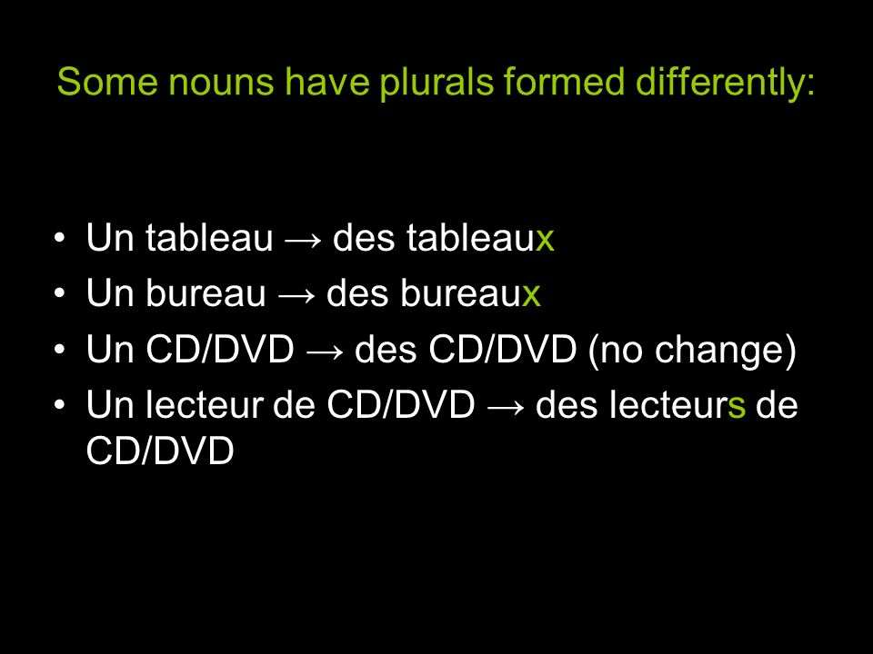 Some nouns have plurals formed differently: