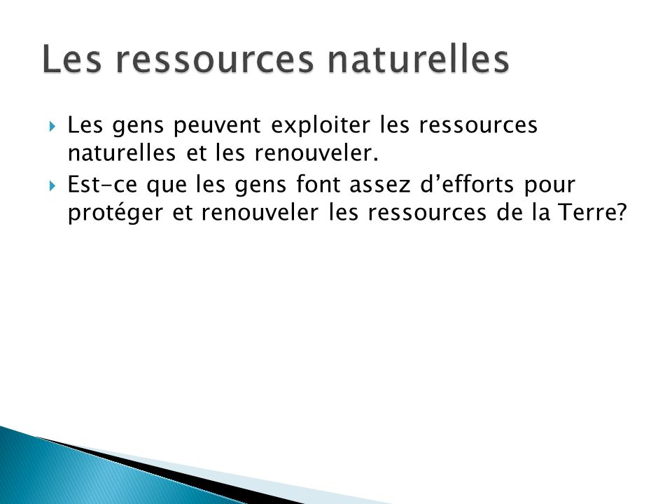 Les ressources naturelles