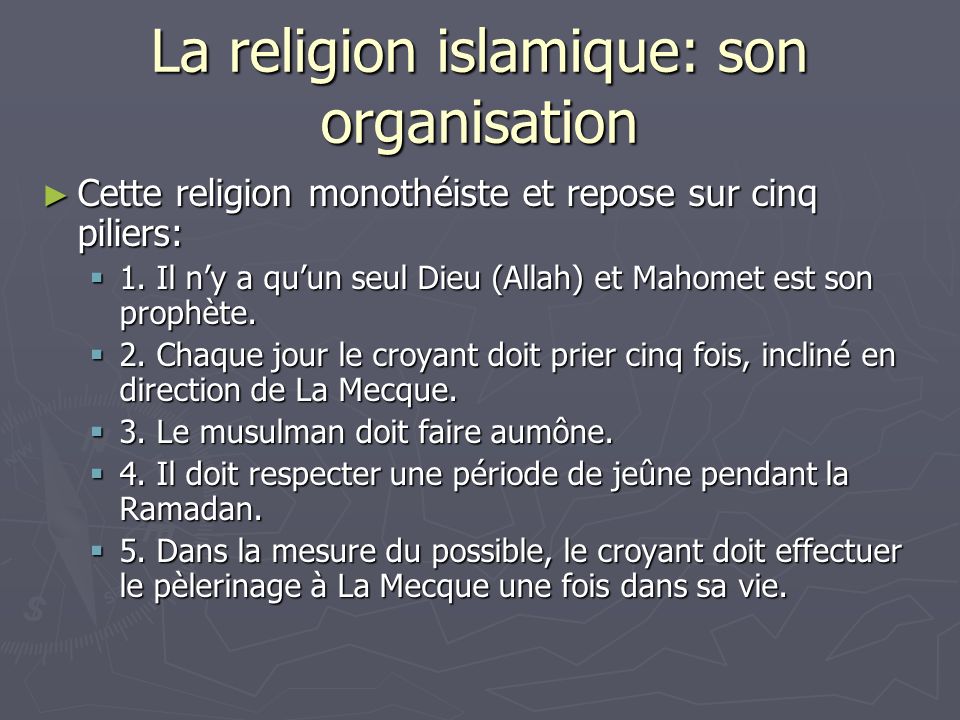La religion islamique: son organisation