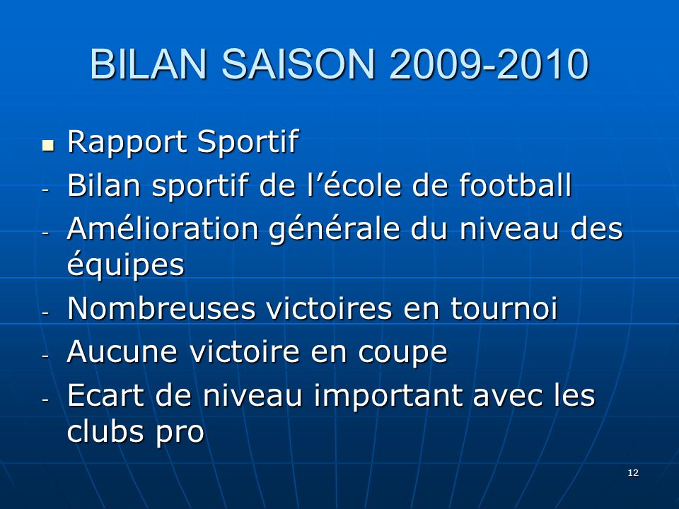 BILAN SAISON Rapport Sportif