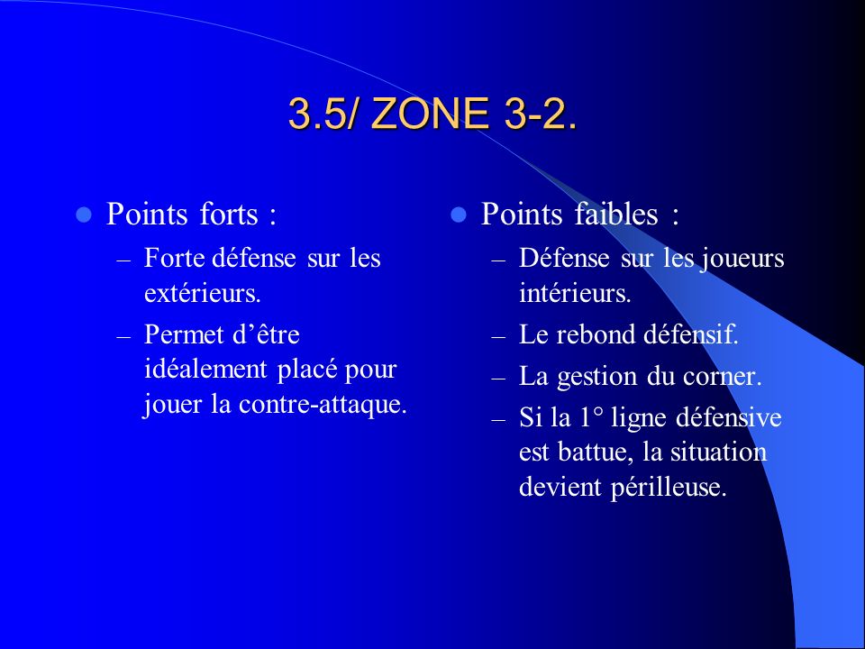 3.5/ ZONE 3-2. Points forts : Points faibles :