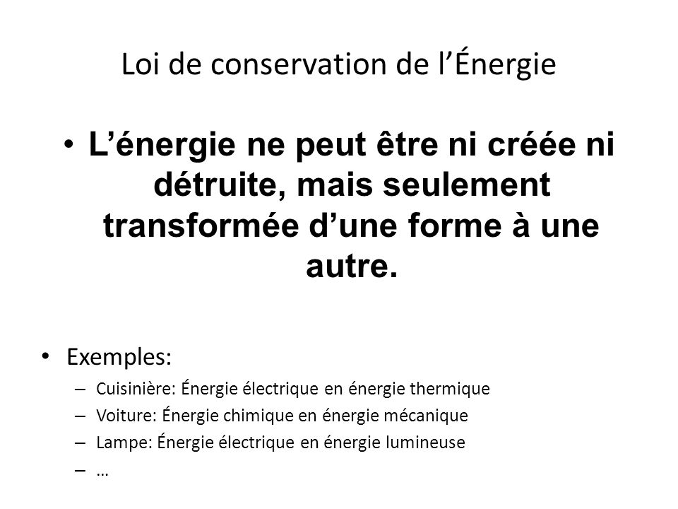 Loi de conservation de l’Énergie