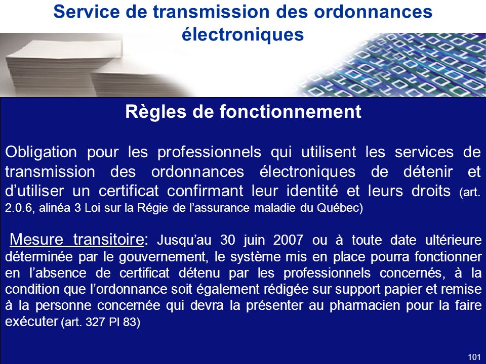 Service de transmission des ordonnances électroniques