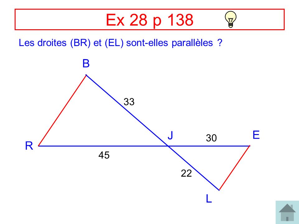 Ex 28 p 138 B J E R L Les droites (BR) et (EL) sont-elles parallèles