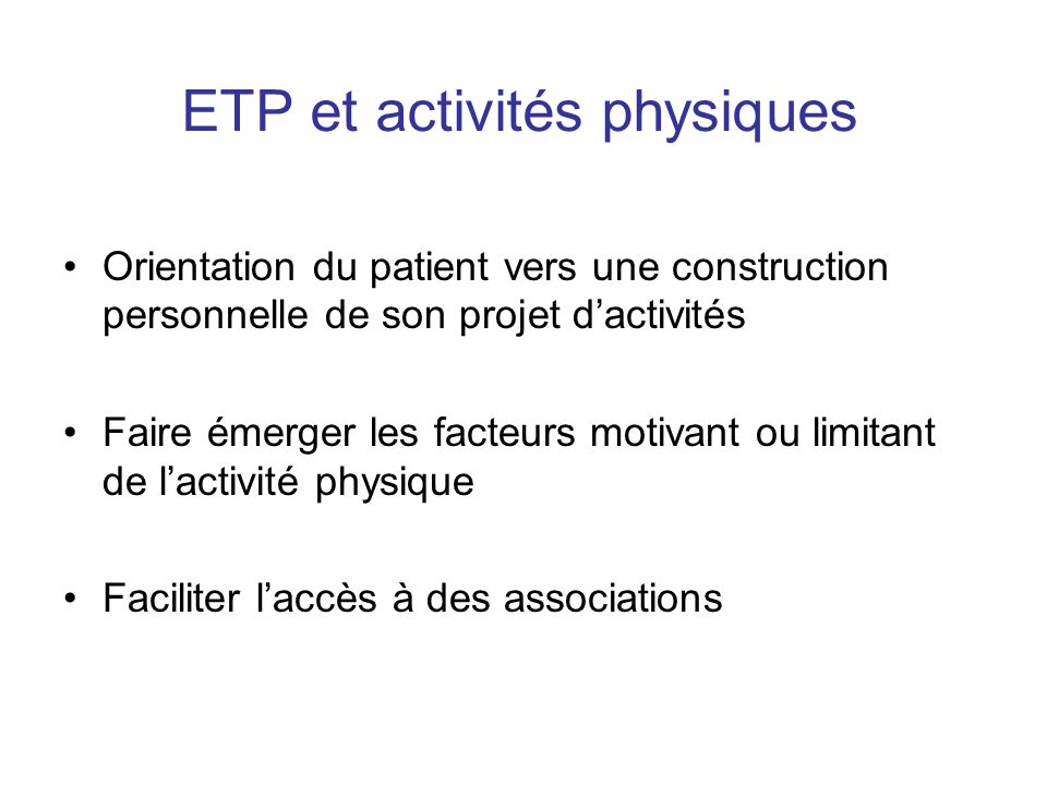 ETP et activités physiques