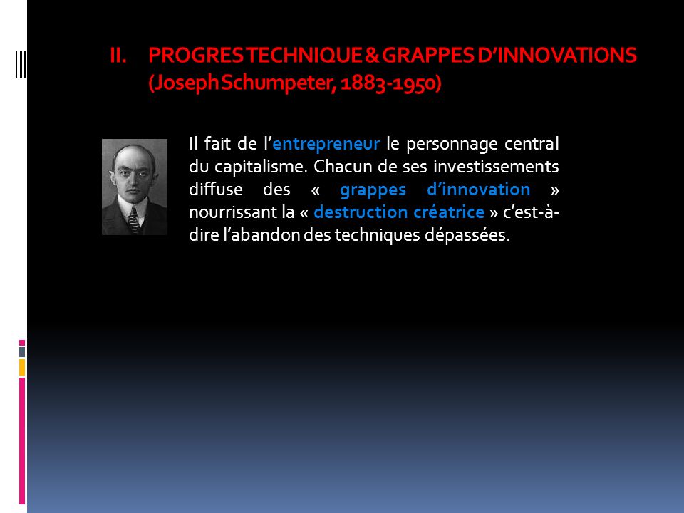PROGRES TECHNIQUE & GRAPPES D’INNOVATIONS (Joseph Schumpeter, )