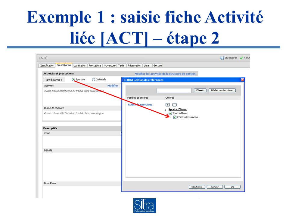 Exemple 1 : saisie fiche Activité liée [ACT] – étape 2