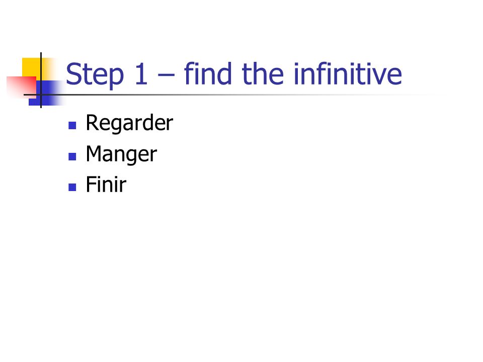 Step 1 – find the infinitive