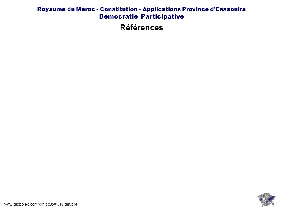 Royaume du Maroc - Constitution - Applications Province d Essaouira Démocratie Participative
