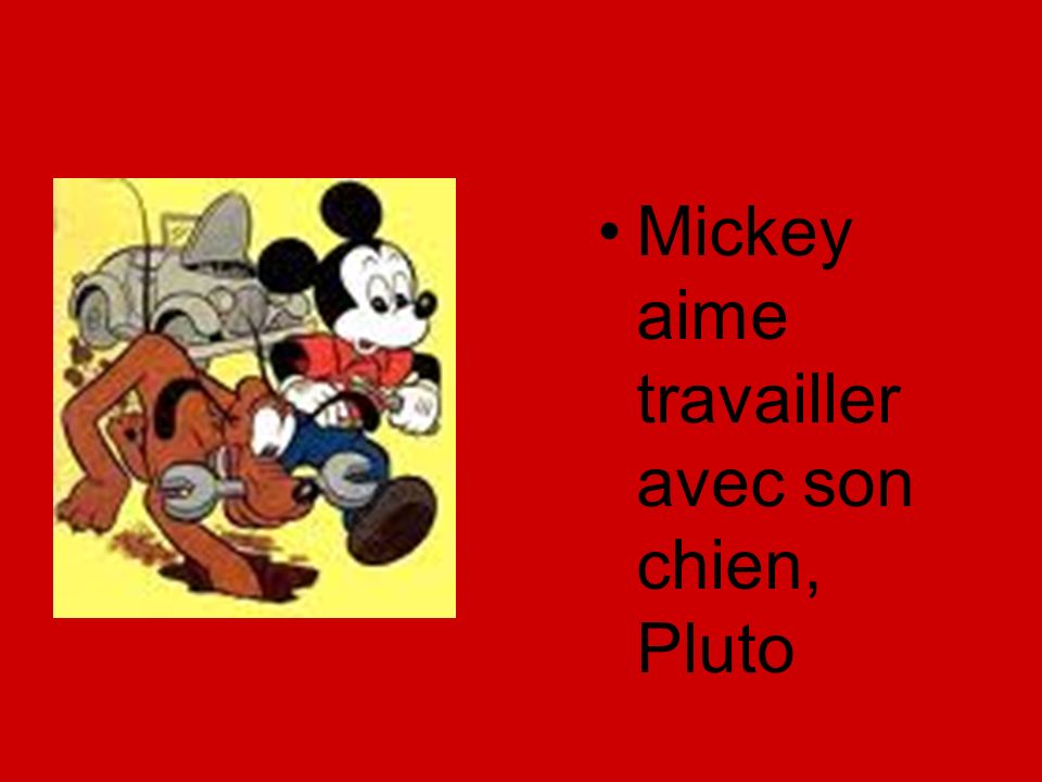 Mickey aime travailler avec son chien, Pluto
