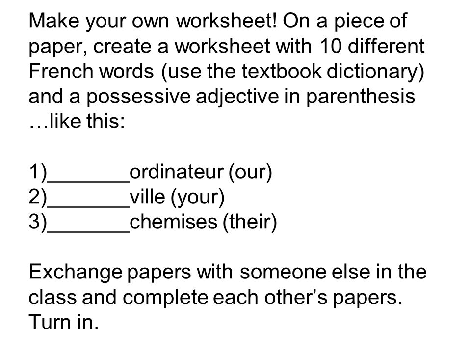 Make your own worksheet