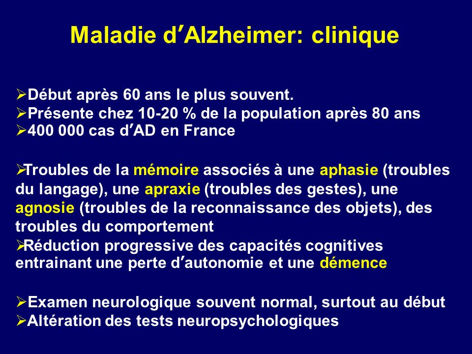 Maladie d’Alzheimer: clinique