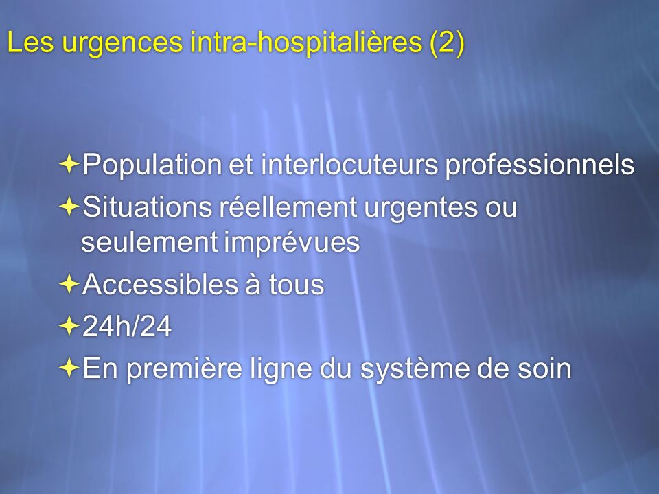 Les urgences intra-hospitalières (2)