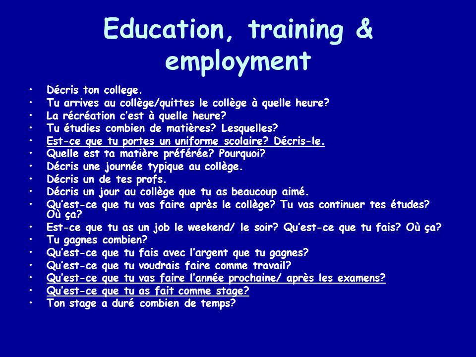 Education, training & employment
