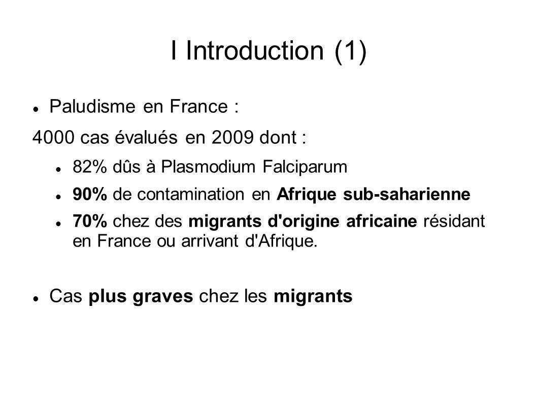 I Introduction (1) Paludisme en France :