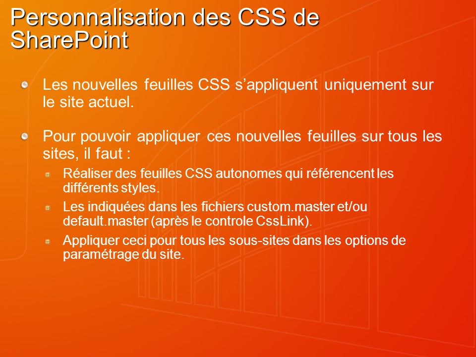 Personnalisation des CSS de SharePoint