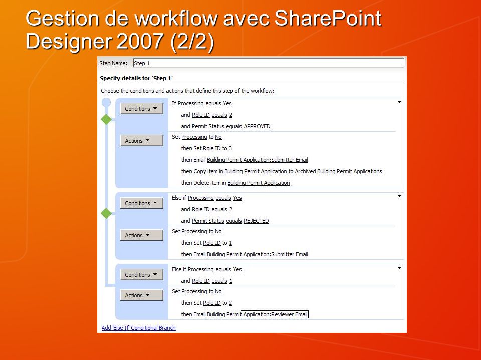 Gestion de workflow avec SharePoint Designer 2007 (2/2)