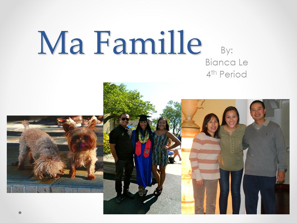 Ma Famille By: Bianca Le 4th Period