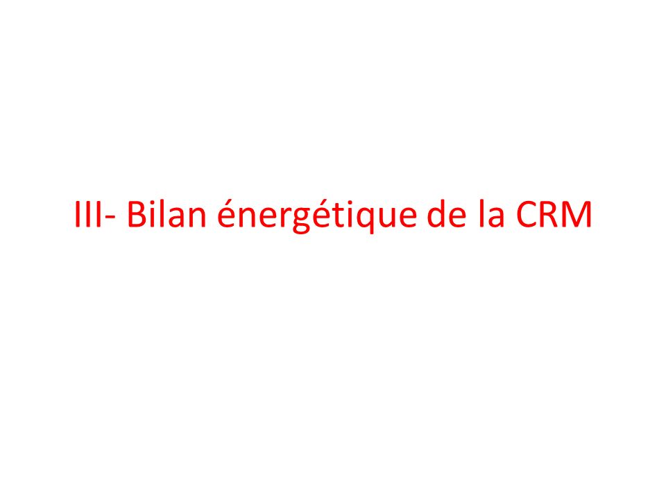 III- Bilan énergétique de la CRM