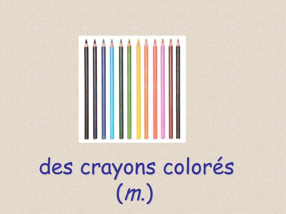des crayons colorés (m.)