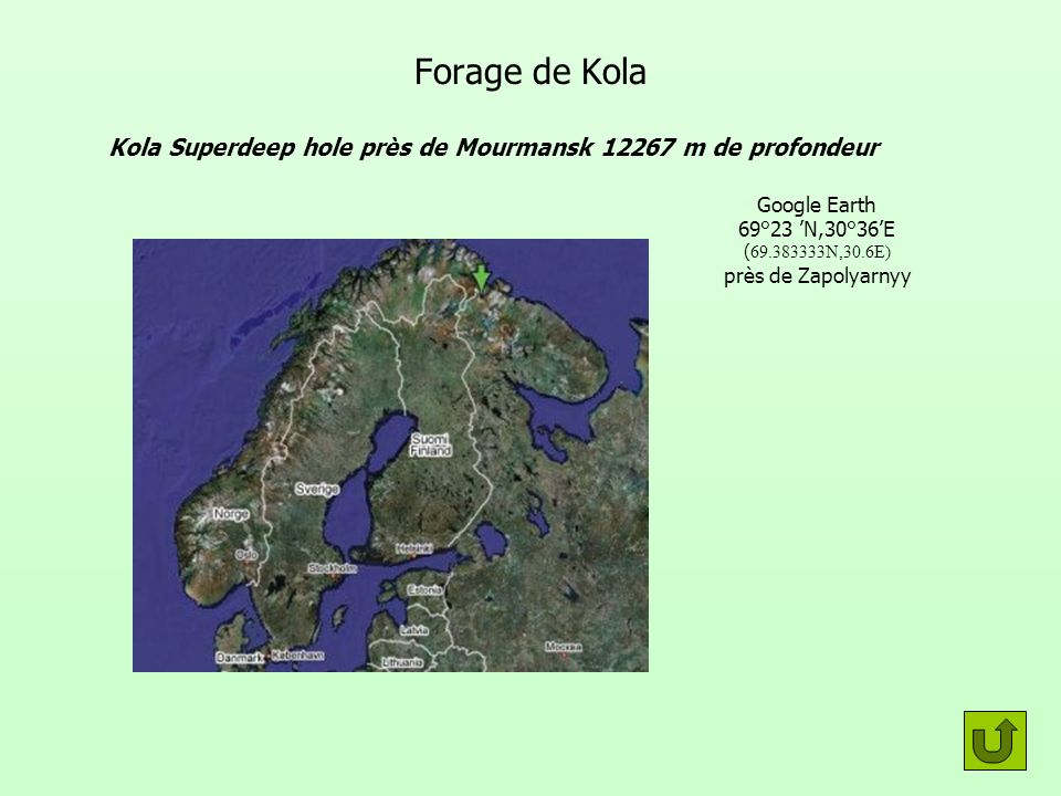 Kola Superdeep hole près de Mourmansk m de profondeur