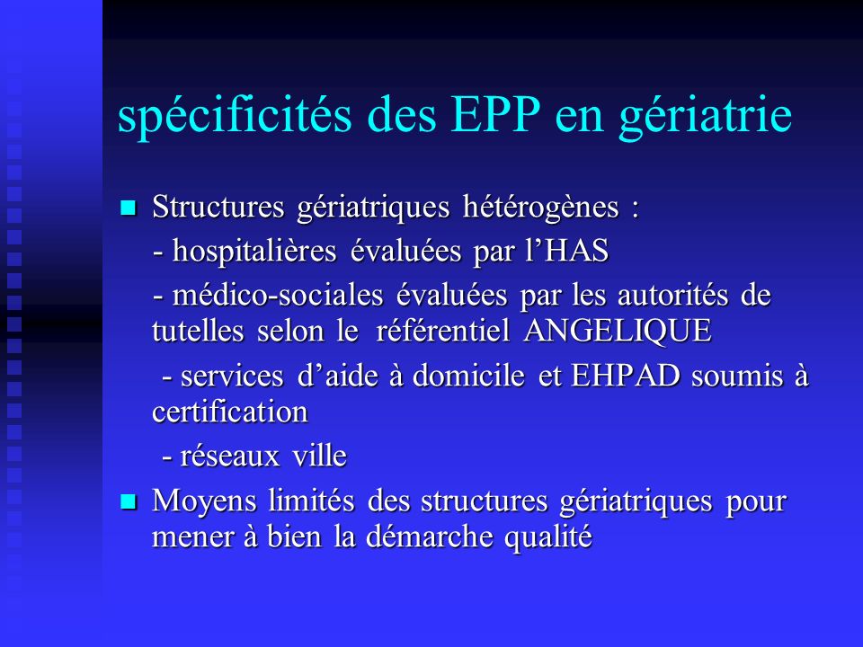 spécificités des EPP en gériatrie