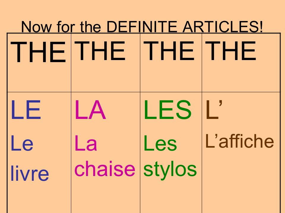 Now for the DEFINITE ARTICLES!