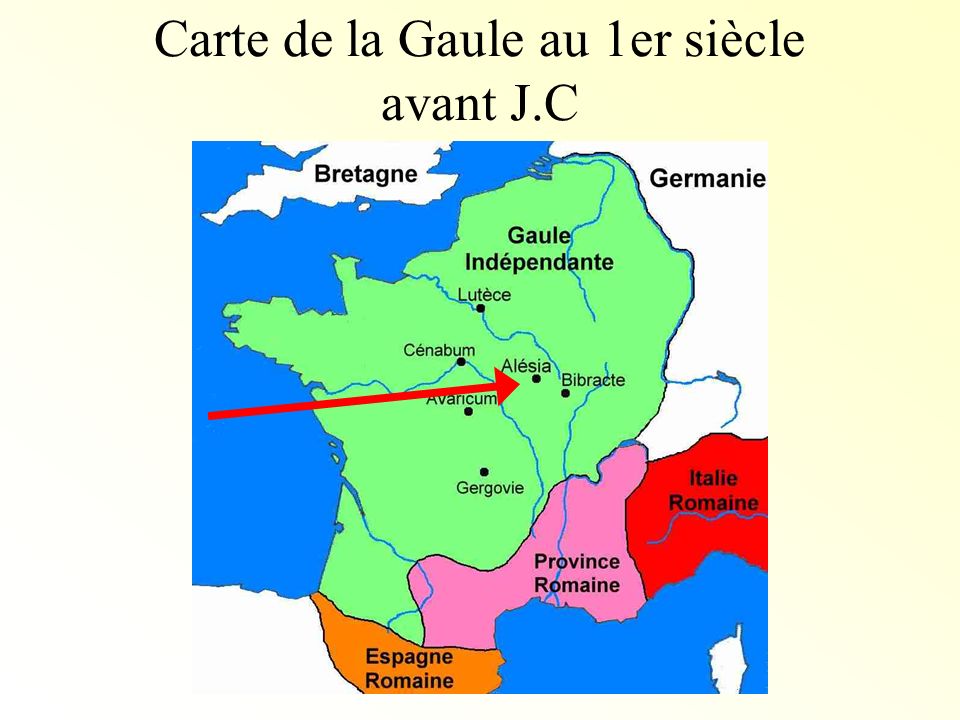 Carte de la Gaule au 1er siècle avant J.C