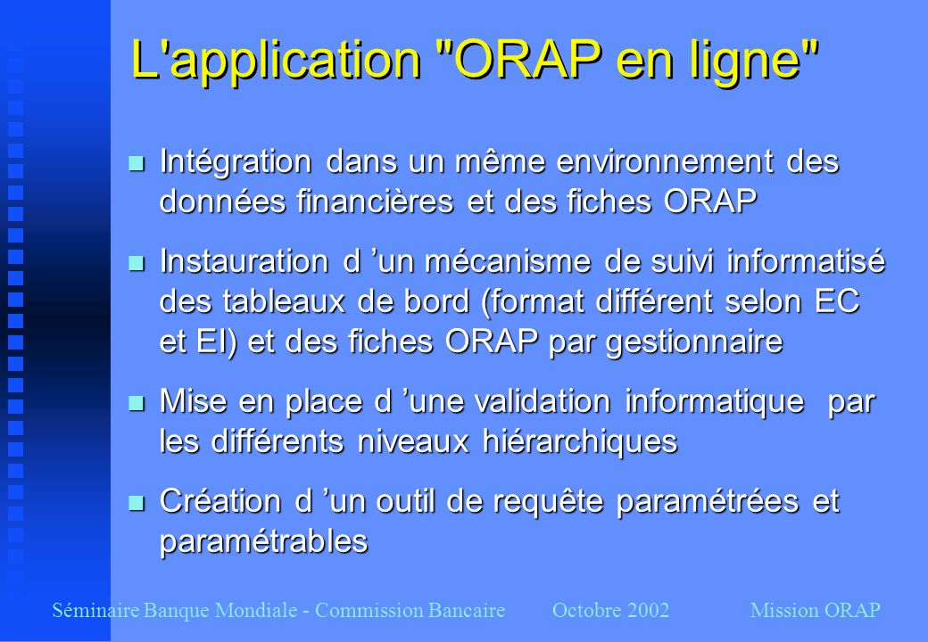L application ORAP en ligne