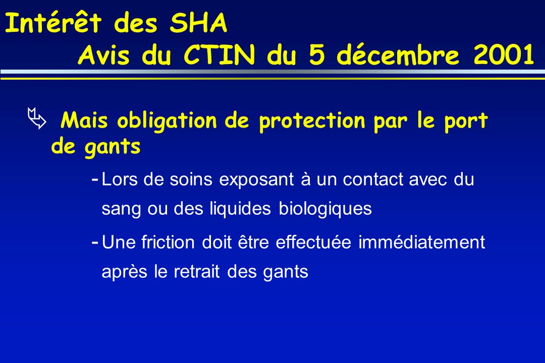 Intérêt des SHA Avis du CTIN du 5 décembre 2001