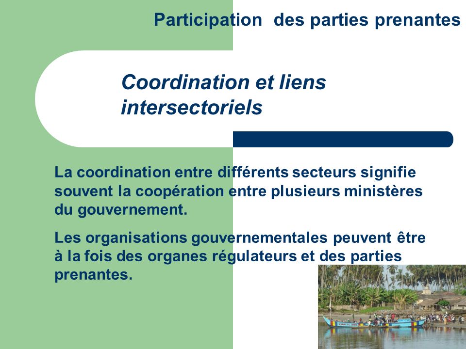 Coordination et liens intersectoriels
