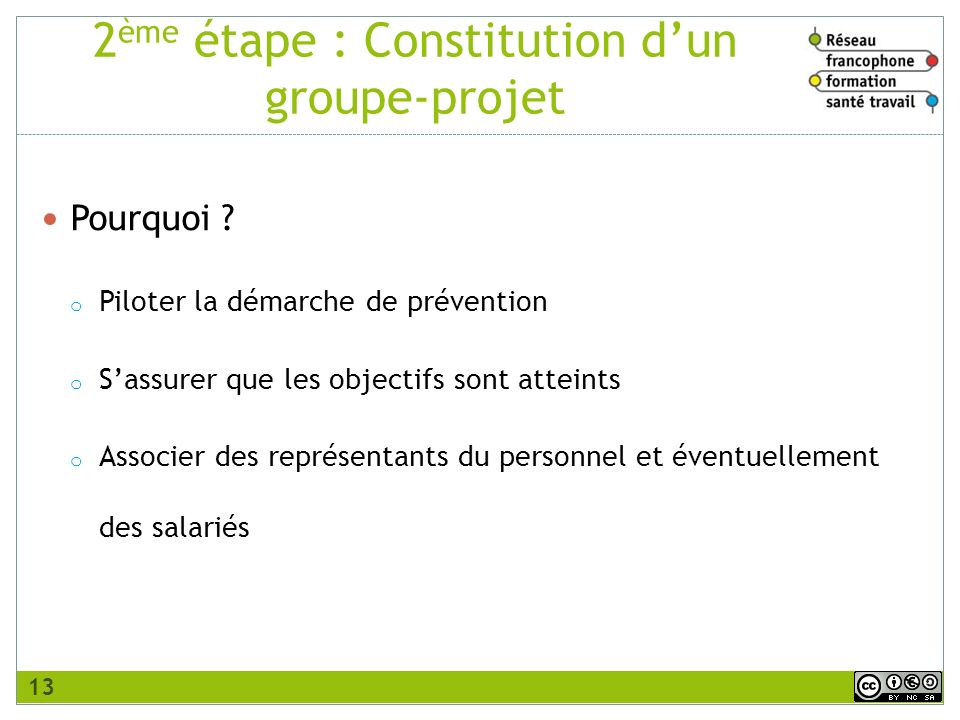 2ème étape : Constitution d’un groupe-projet