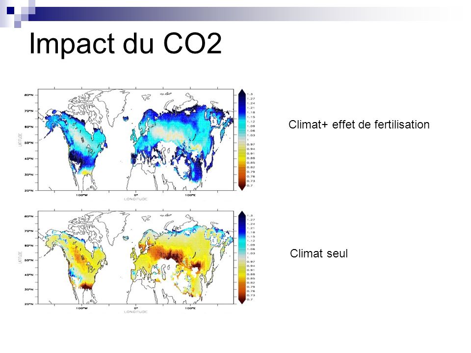 Impact du CO2 Climat+ effet de fertilisation Climat seul