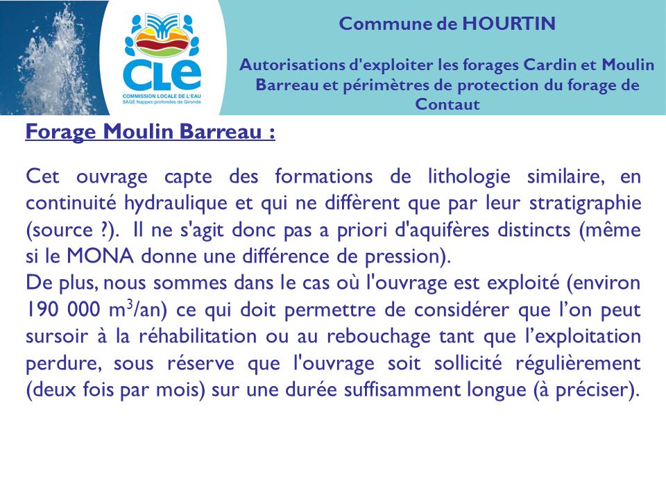 Forage Moulin Barreau :